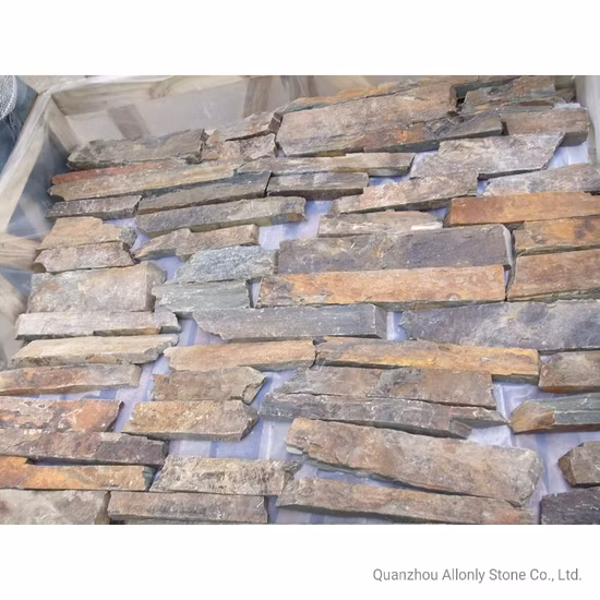 Pierre décorative de rebord empilé d'ardoise rustique aléatoire de charbon de bois pour des murs