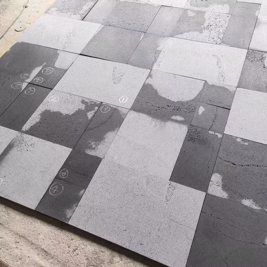 Hainan Marching Ants Lines Carreaux de pavage en pierre de basalte noir foncé Motif français